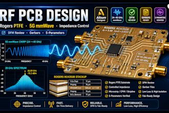 design rf pcb on rogers ptfe substrate for 5g mmwave with dfm and gerbers