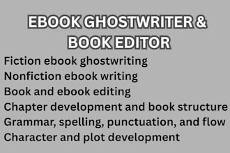 ebook ghostwriter, ebook writer fiction non fiction and book editor