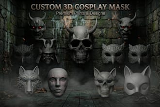 create custom 3d printable mask helmets armor halloween mask 3d cosplay 3d model
