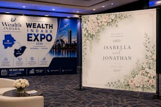 design event signage, wedding sign,banner and backdrop design