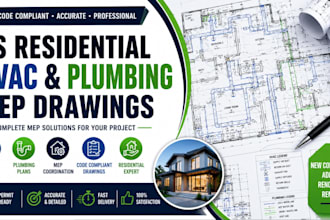 create US residential hvac plumbing and mep drawings
