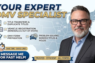 handle dmv paperwork, vehicle registration, title transfer, dmv forms
