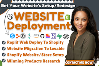 migrate vercel website to shopify, replit to netlify, design shopify store