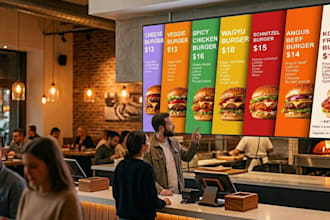 design professional digital menu board for TV or led screens