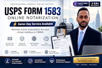 notarize your usps form 1583 online for a virtual mailbox