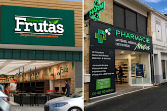 design 3d channel letter signage, shopfront signboard mockup fabrication file