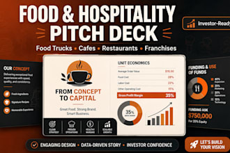 design investor food truck, coffee shop, restaurant, or franchise pitch deck