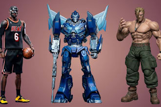 3d action figure, articulated anime figure, toys in multicolor for 3d printing