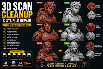 clean 3d scans, repair meshes and make your model print ready