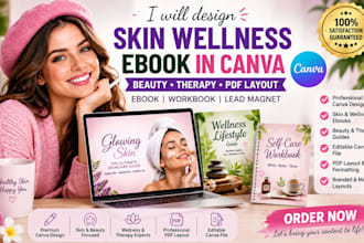 design skin wellness ebook, canva beauty therapy PDF layout