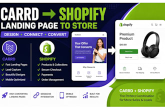 build a shopify store and carrd sales landing page