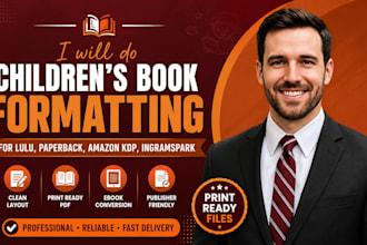 do children book formatting for lulu, amazon kdp, paperback, ingramspark