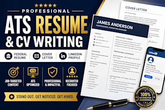 write, revamp ats professional CV, federal resume, coverletter linkedin profile