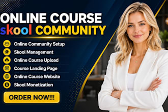 create your online course content and setup your skool community