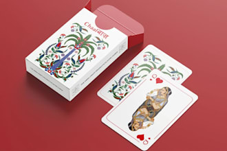 custom playing cards 52 card deck poker tarot card box mockup card illustration