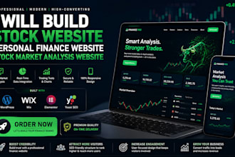 build stock website, personal finance website, stock market analysis website