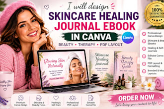 design skincare healing journal ebook canva beauty PDF layout