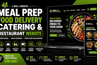 create meal prep website, catering website, food delivery and restaurant website
