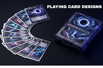design card game, tarot cards, card box playing card board game illustration