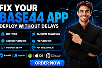 base44 bug fixing base44 capacitor base44 app publish android ios cordova