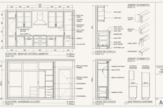 do kitchen cabinetry, wardrobe, closet, millwork and joinery shop drawing