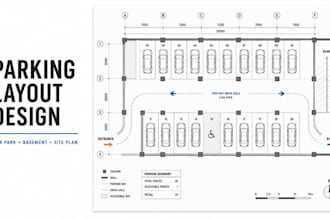 draw parking lot, car park, and basement parking layouts in autocad