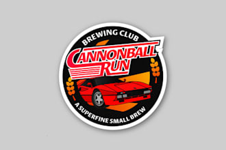 design cannon ball run brew club logo with car