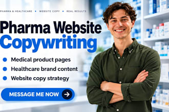 write pharma website copy medical product pages healthcare brand content