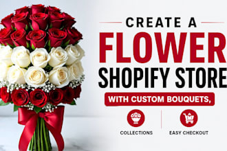create a flower shopify store with custom bouquets, collections, easy checkout
