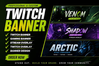 design custom twitch banner discord youtube kick headers overlays