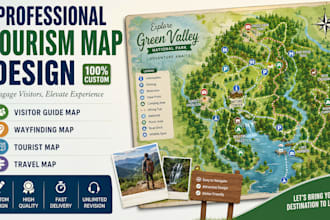 design professional tourism map, visitor guide map, wayfinding map, tourist map