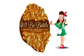 design cartoon peanut brittle character candy logo