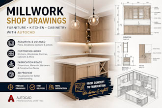 professional millwork shop drawings, furniture and cabinet design