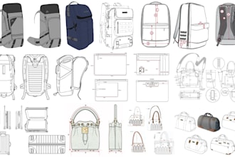 design a fashion handbag, bag, backpack, duffle bag, accessories tech pack