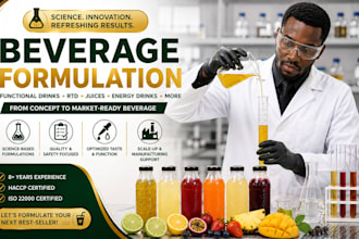 formulate beverages, functional drinks and commercial drink products