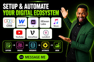 setup zoho CRM webflow ai elevenlabs music youtube voiceflow landbot automation