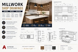 kitchen, wardrobe, furniture and millwork drawings