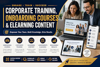 create corporate training, onboarding courses and elearning content