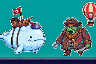 draw 16bit pixel art characters, monsters and creature sprites for your game