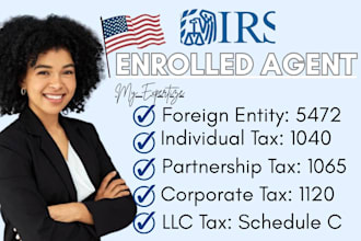 prepare sign and file US irs tax, US tax filing foreign entity as enrolled agent