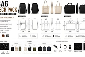 design fashion bag tech pack tote handbag backpack duffle bag flat sketches