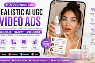 create ai ugc video ads for skincare, beauty and cosmetics  product demo brands