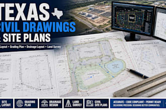 design texas civil drawings site layout grading plan drainage layout land survey