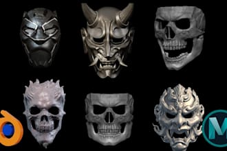 design custom 3d mask cosplay mask oni mask and stl for 3d printing
