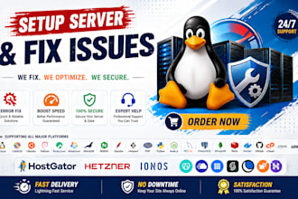 setup or fix linux whm, cpanel, plesk, cwp, cyberpanel servers or vps issues