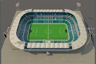 create professional 3d sports complex, gym, bar  restaurant  models and renders