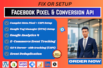 setup your meta pixel, capi, GTM and ga4 conversion tracking
