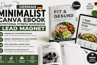 design german minimalist canva ebook, nutritional fitness workbook lead magnet
