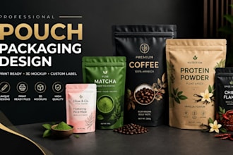 create custom pouch label design, mylar bag pouch packaging design