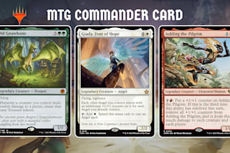 design custom mtg card game, tcg, edh commander, mtg token, fantasy card design
